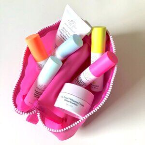 Drunken Elephant Bright Pink Waterproof Make Up Bag 6.5 x 6.5 in Square w/ Logo